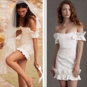 V. Chapman Hollyhock Ruffled Corset Mini Dress in Hibiscus White Size 10